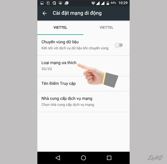 Chọn loại mạng ưu thích